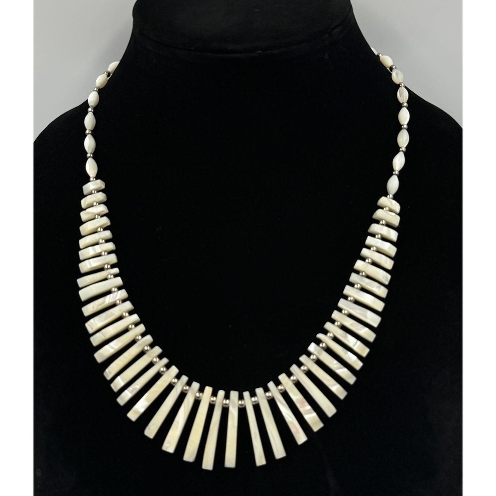 Vintage Balamuti Mother of Pearl Graduated Spike Collar Necklace Estate Jewelry